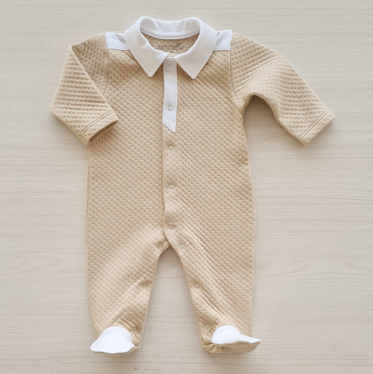 Beige Basketweave Footie