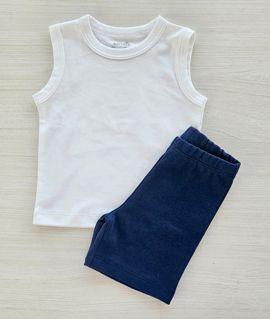 Sleeveless Top + Blue Pants