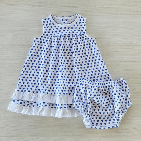 Blue Hearts Ruffle Dress
