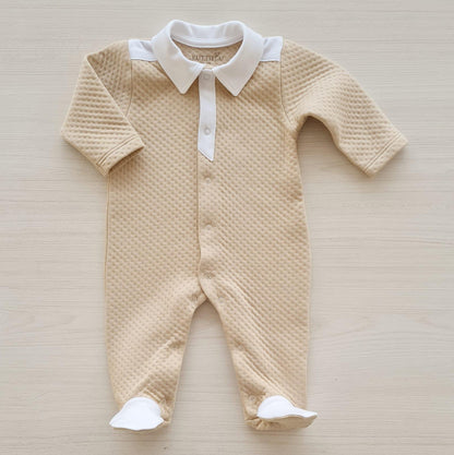 Beige Basketweave Footie