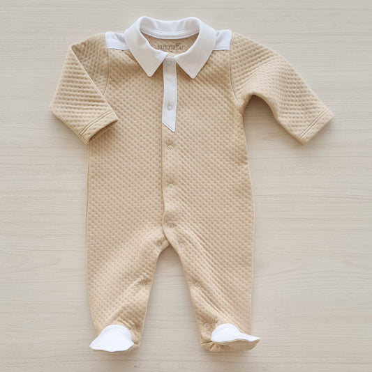 Beige Basketweave Footie
