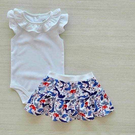 Ruffle Bodysuit and Mermaid Skirt Set